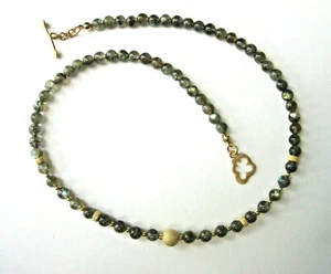 Collar de piedras preciosas labradorita 48 cm de largo elementos de diseño plata 925 chapado en oro - Imagen 1 de 7