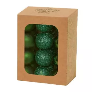 Christmas Shatterproof Baubles 24 Pack 30mm Tree Decoration Dark Green - Picture 1 of 2
