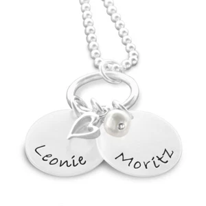 Schmuck mit Gravur VEREINT 925 Silberkette personalisierbare Namenskette Herz - Bild 1 von 5