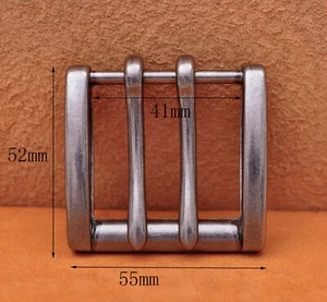 Strapazierfähige silberne doppelte Zunge Pin Prong Gürtelschnalle passt 40 mm Gürtelriemen - Bild 1 von 12