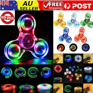 Luminous LED Rainbow Fidget Spinner Stress Anxiety Relief Hand Spinner Kids Toy - Picture 1 of 36