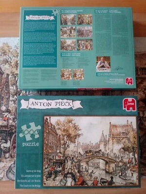puzzle 1000pz JUMBO Anton Pieck The coach on the bridge MADE IN HOLLAND  anni 90 - Immagine 1 di 4