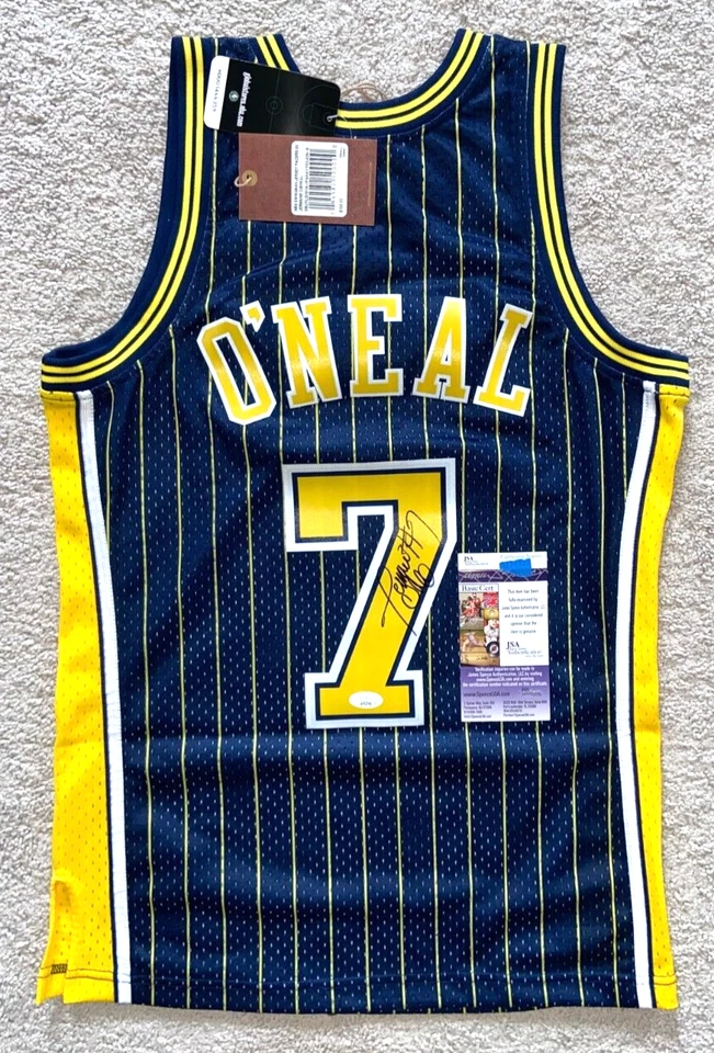 JERMAINE O'NEAL SIGNED INDIANA PACERS SWINGMAN NBA JERSEY MITCHELL NESS JSA - Image 1 of 3