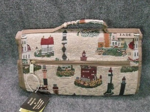 Lighthouse Nautical Roller Shopping Travel Bag Packable Market Tote Luggage NWT - Picture 1 of 17