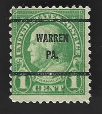 Scott# 632 1c Franklin precancel - WARREN PA.. ~ (C-2) - Image 1 of 2