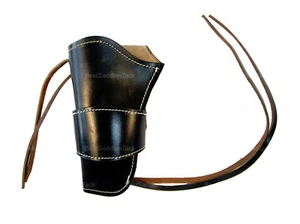Leather Gun Holster OWB Long Barrel Fit Plain Black Leather - Left Handed - Picture 1 of 3