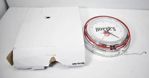 Hoppe's 9 Neon Red Wall Analog Clock Light Up 15" Dia Damaged - Picture 1 of 8