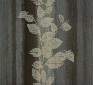 Rasch Vliestapete Fiducia 424706 beige Blätter ranke auf braun-grauen Streifen - Bild 1 von 3