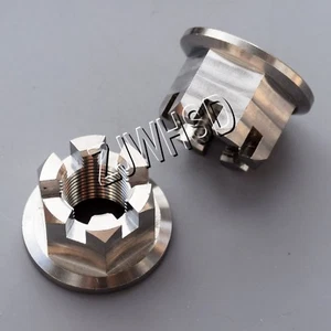Tuerca de castillo de brida hexagonal de titanio M14 x 1,25 Ti 2 piezas para buje de eje de rueda de automóvil - Imagen 1 de 2