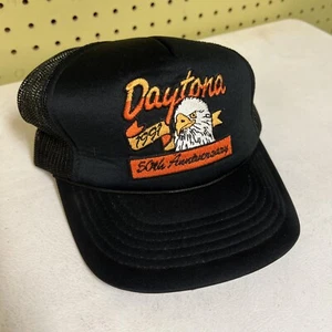 1991 Daytona Bike Week 50th Anniversary Cap Black Snapback Mesh trucker hat New - Picture 1 of 9