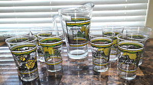 Vintage Libbey WHATABURGER/COCA-COLA Yellow Rose of Texas 150th Pitcher&Glasses