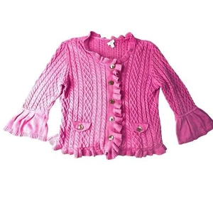 J. Jill rosa Zopfmuster Rüschen Cardigan Gr. Large Petite - Bild 1 von 9