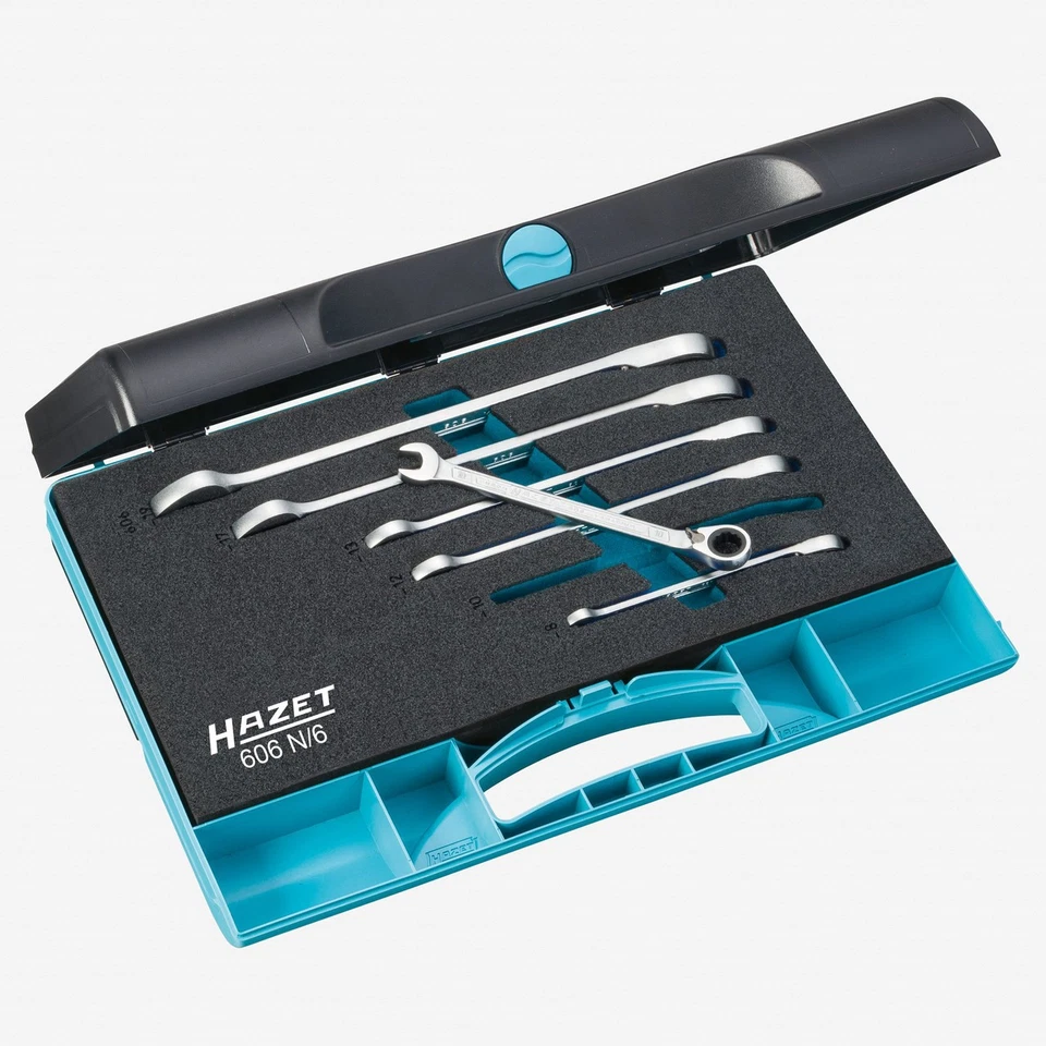Hazet 606N/6 Juego de llaves combinadas de trinquete 6 piezas métricas con estuche 8-19 mm Foto 1 de 1