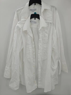 Lot of 2 Vintage Perry Ellis Portfolio Shirt Mens 17 34 Tuxedo Pleated French - Image 1 of 4