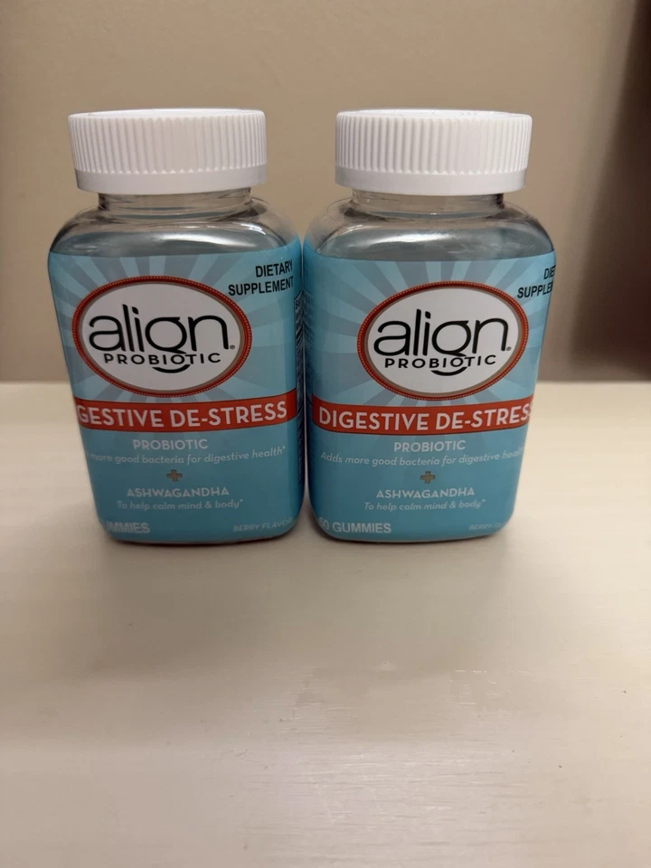 (2) ALIGN Probiótico DIGESTIVO DE ESTRÉS Ashwagandha 50 Gomitas - EXP. 01/26 Foto 1 de 3