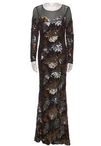 Badgley Mischka Women’s Sequin Floral Print Long Dress Size: M | US 8 - Picture 1 of 17