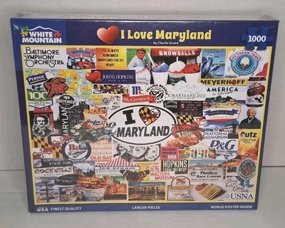 White Mountain Puzzle I Love Maryland 1000 Piece Jigsaw New In Sealed Box  - Image 1 of 4