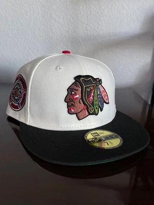 Chicago Blackhawks 7 3/4 New Era 59fifty Sombrero Ajustado NHL Hockey Foto 1 de 4