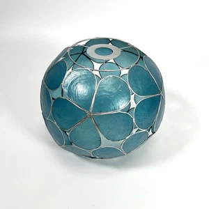 Vintage Capiz Shell Floral Rounded Pendant Light Shade Blue - Picture 1 of 6