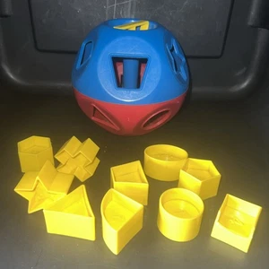 Tupperware Shape-O-Ball Red Blue and 10 Pc.  Yellow shapes-Tupper Toy - Picture 1 of 4