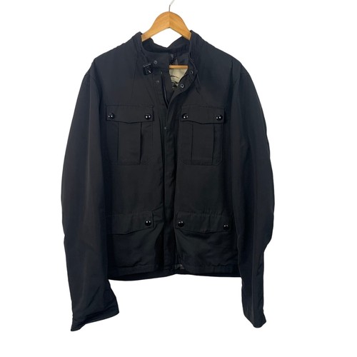 Cappotto Burberry nero lunghezza vita tasca anteriore TAGLIA XL orig $1500