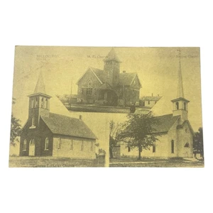 Millington MI Historische Kirchen Postkarte - lutherisches, methodistisches, baptistisches Trio - Bild 1 von 3