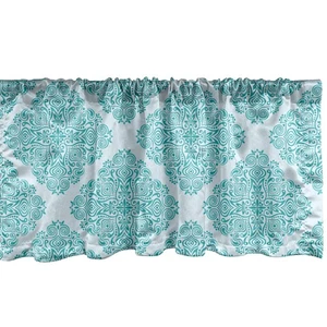 Ethnic Window Valance Pack of 2, Abstract Damask Monochrome Folkloric Motif C... - Picture 1 of 4