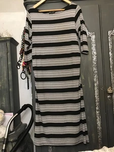 NEXT SIZE 16 BLACK WHITE STRIPE MID LENTH Maternity dress long sleeve - Picture 1 of 4