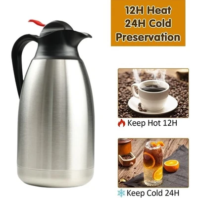 Stainless Steel Vacuum Insulated Thermal Coffee Carafe Water Pitcher Leak-proof↟ - Image 1 of 4