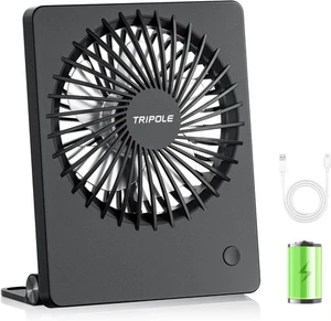 TriPole Mini Desk Fan Rechargeable 3 Speeds Quiet Small Portable Fan 180° Tilt B - Picture 1 of 7