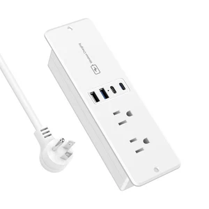 20W Recessed Power Strip with 15W Wireless Charger, Furniture Flush Mount Pow... - Picture 1 of 7