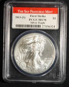 2013 S 2013S MS70 PCGS SILVER AMERICAN EAGLE UNCIRCULATED SILVERDOLLAR #33 - Picture 1 of 4