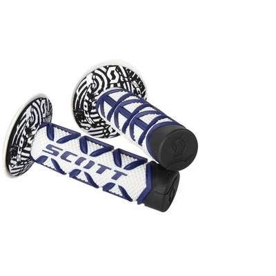 High-Performance Blue/White Diamond Motorcycle Grips - Fits 7/8" Handlebars Foto 1 de 2