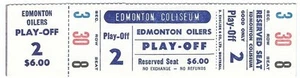 WHA Hockey Coliseum Edmonton Oilers Unused Ticket Playoffs 2 BLUE - Imagen 1 de 1