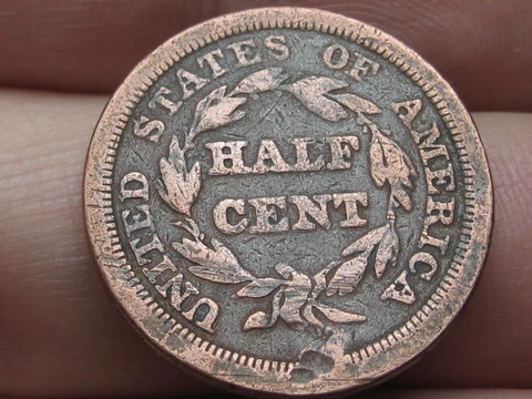 1851 Braided Hair Half Cent- VG/Fine Details Cover