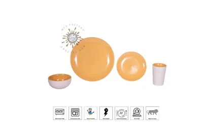 Mud Factory Ceramic Dinnerware Plate Dinner Set of 16 (Yellow, White) - Image 1 of 4