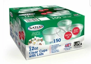 Satco Heavy Duty 12oz Clear Chutney Container With Lids Sauce/Deli/Pots/Desserts - Picture 1 of 4