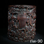 Chinese antique Collection bamboo carving Seiko Eighteen Arhats pen container