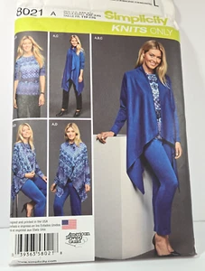 Cárdigan, pantalones y top Simplicity 8021 solo tejido patrón XXS-XXL SIN CORTAR - Imagen 1 de 4