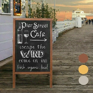 A-Board Double Side Pavement Sign Wooden Frame Biz Poster Sidewalk Display Stand - Picture 1 of 18