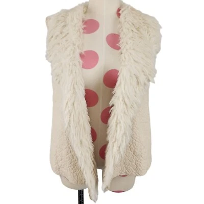 Chaleco de gamuza reversible de piel sintética Bisou Bisou Michele Bohbot XS crema boho para mujer Foto 1 de 4