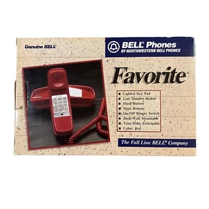 VTG Western Electric Bell Trimline Wall Mount Tabletop Phone Red Telephone NEW - Picture 1 of 4