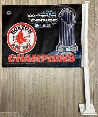 Boston Red Sox World Series 04 Champions 11x14 Window Mount 2-Sided Car Flag - Image 1 of 2