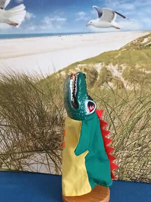 Handpuppe Krokodil mit Gummikopf ca. 25 cm groß - Bild 1 von 4