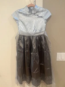 AMERICAN GIRL dress for girls size 8- Blue Satin/ Grey Taffeta Asian Styled - Picture 1 of 6