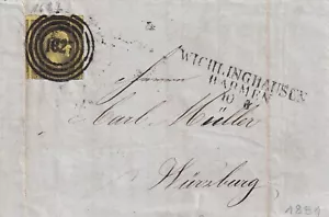 Brief Preussen 1851 / 4 gestempelt Nummernstempel 1627 als Rechnung Barmen - Bild 1 von 3