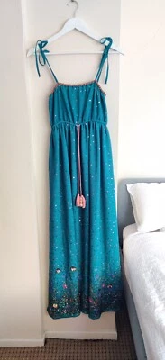 Maxi Vestido Frock and Volantes Turquesa 10 Foto 1 de 4