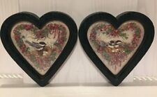 Chickadees By Barbara Mock Framed Heart Shape  Set Of 2 1987 HOME INTERIORS