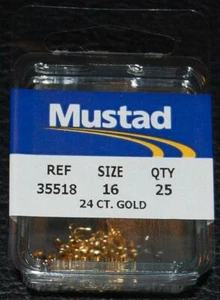 25 Pack Mustad 3551GL-016 Size 16 Gold Small Treble Hooks Powerbait Trout  - Picture 1 of 2