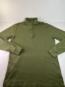 ORVIS Mens MED 42”c Olive Green 1/4 Zip Pullover 100% Cotton Outdoor Fishing EUC - Picture 1 of 8